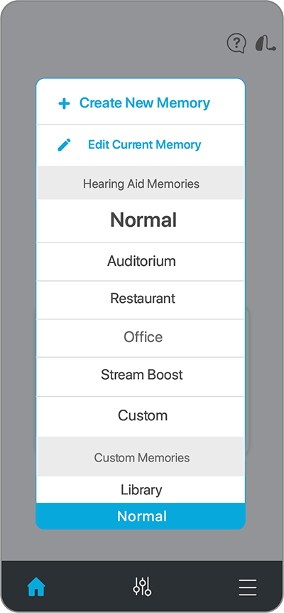 Image of Thrive App Memory Menu screen